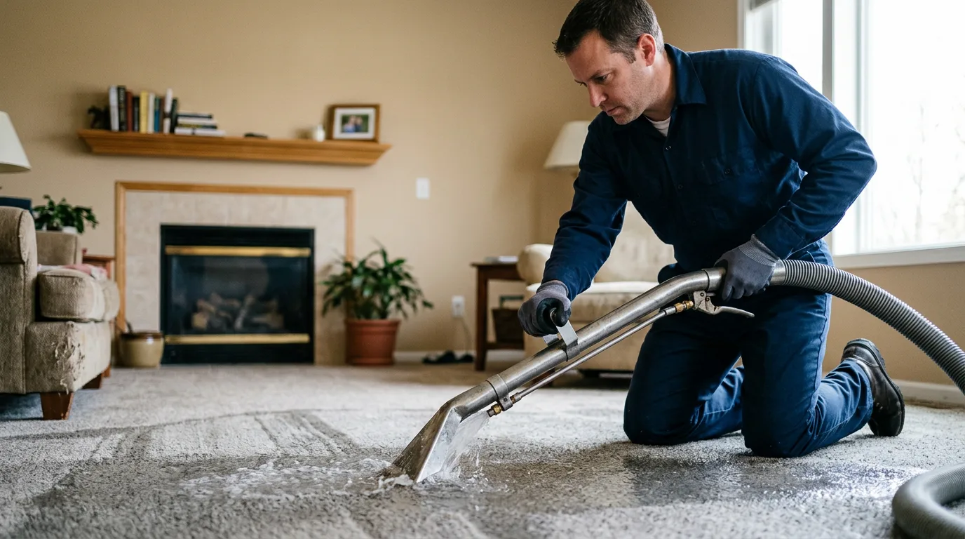 Water damage restoration technician working near Lynnville, IA
